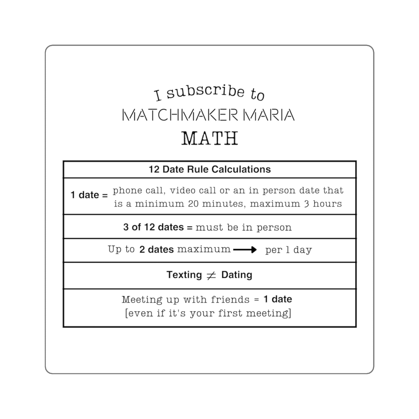 Matchmaker Maria Math Sticker (White)