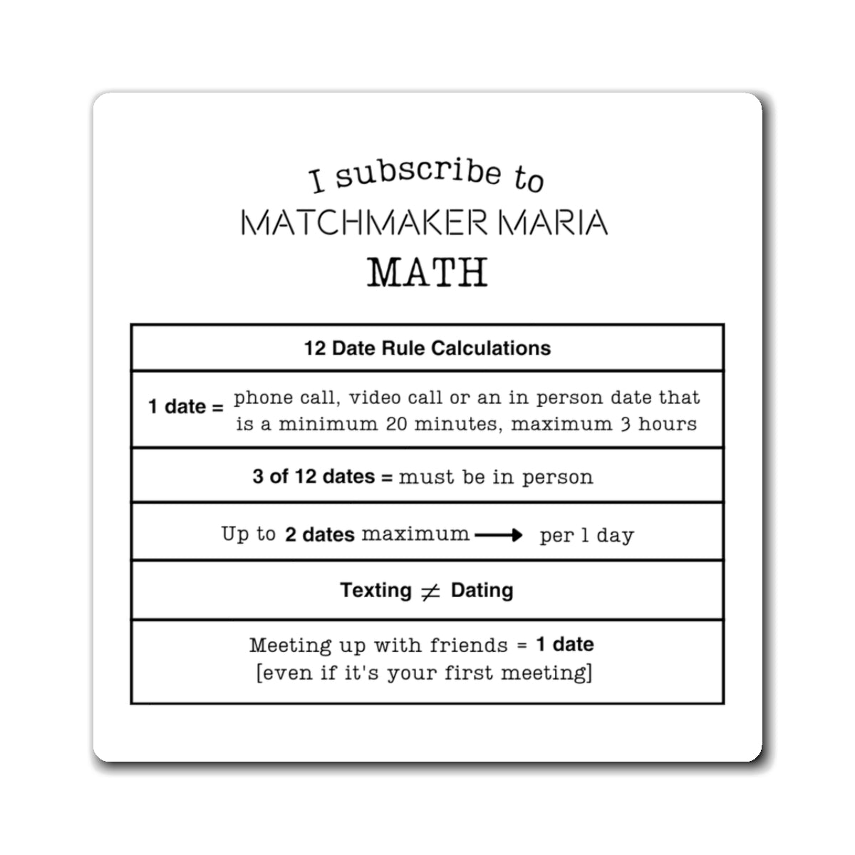 Matchmaker Maria Math Magnet (White)