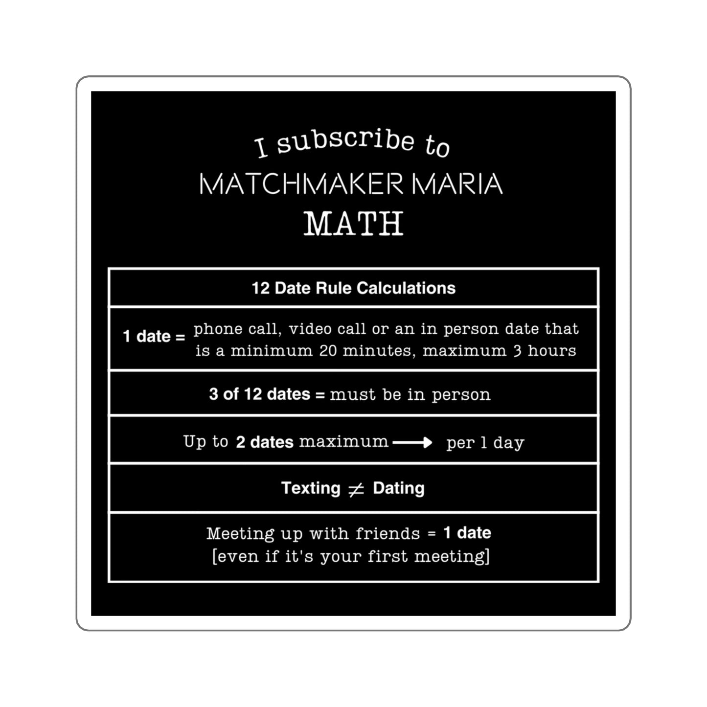 Matchmaker Maria Math Sticker (Black)